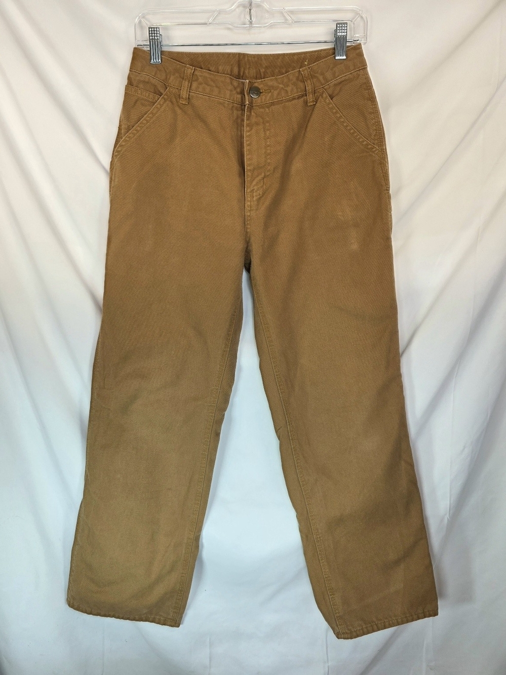 Carhartt Boys 16 Brown Flannel Lined Insulated Duck Canvas Work Pants Rugged
